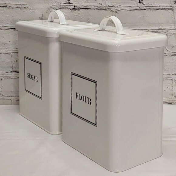 MARTHA STEWART WHITE ENAMEL CANISTER TWO PIECE SET - Picture 5 of 16